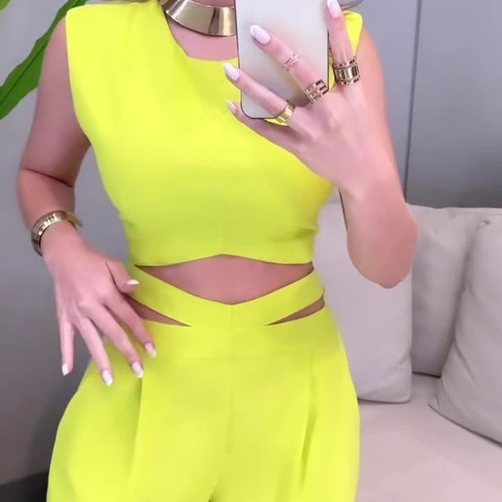 Female Fashion Hot Girl Backless Slim Fit Yellow Suit - NJN NATURES