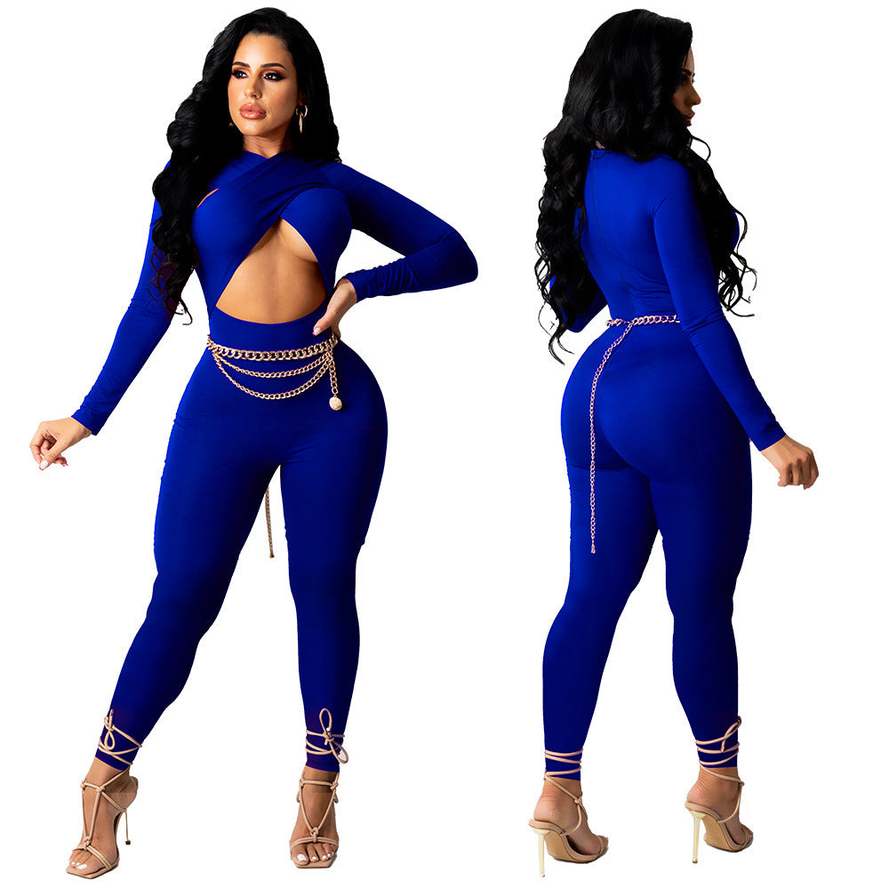 Cross Strap Solid Color Jumpsuit - NJN NATURES