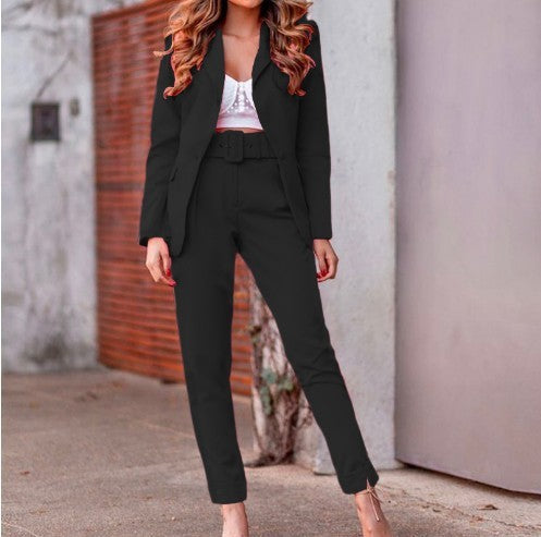 Autumn And Winter Women's Long-sleeved Small Suit Trousers Two-piece Suit - NJN NATURES