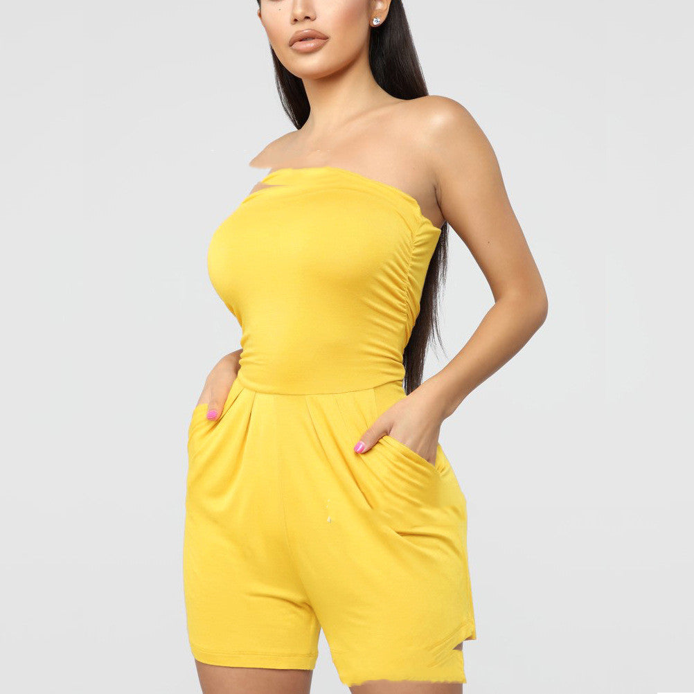 Sexy Wrapped Chest And Comfortable Home Jumpsuit - NJN NATURES