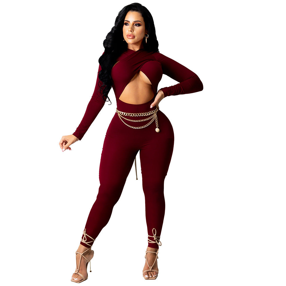 Cross Strap Solid Color Jumpsuit - NJN NATURES