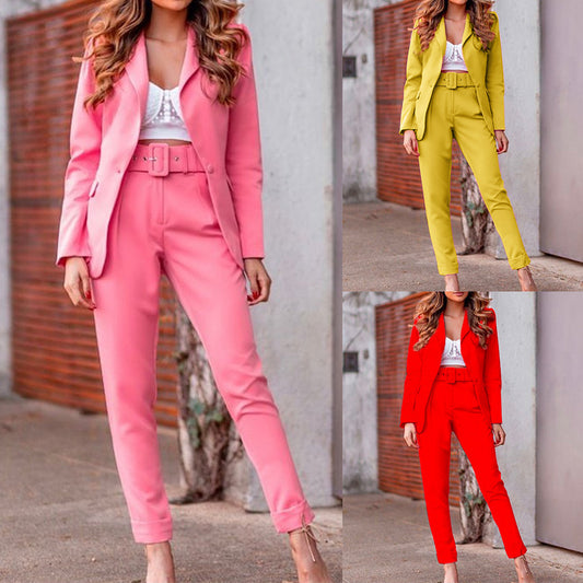 Autumn And Winter Women's Long-sleeved Small Suit Trousers Two-piece Suit - NJN NATURES
