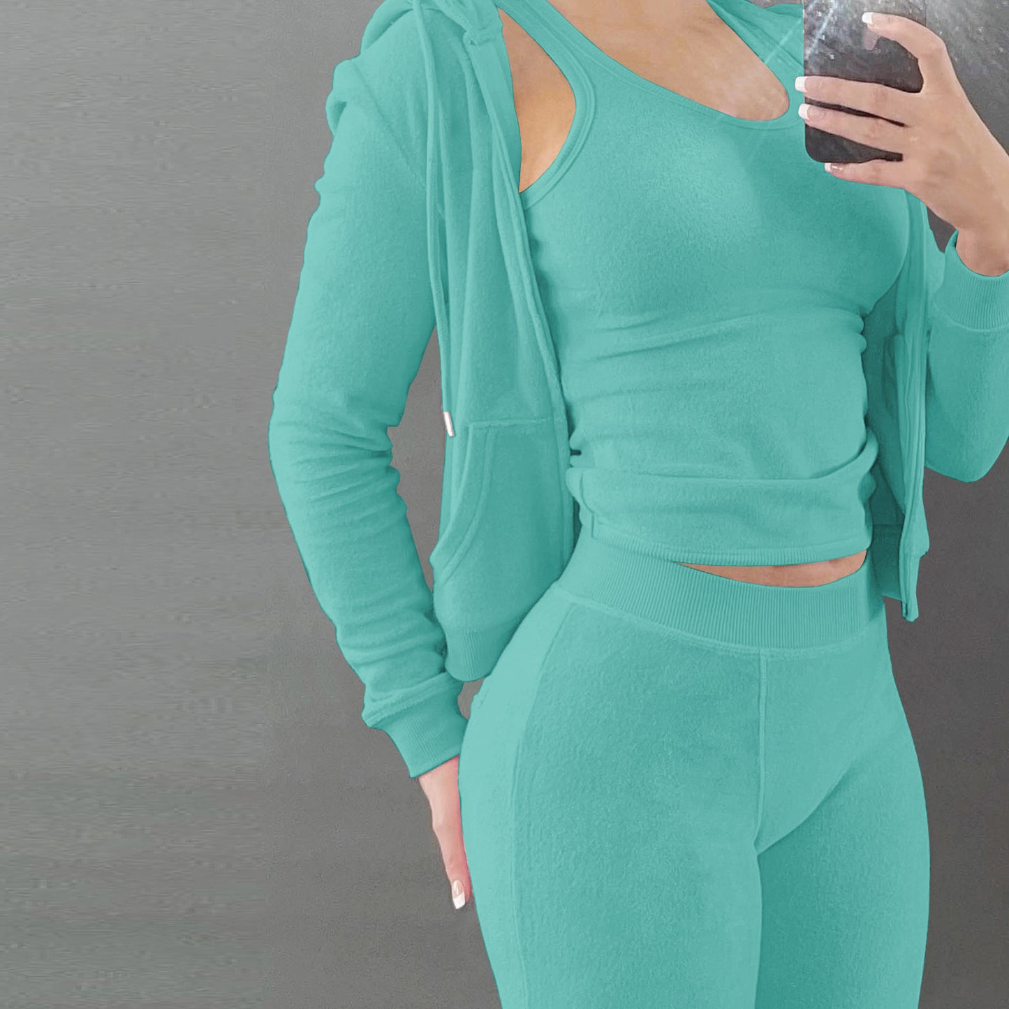 Women's Clothing Double-sided Velvet Hooded Vest Three-piece Set - NJN NATURES