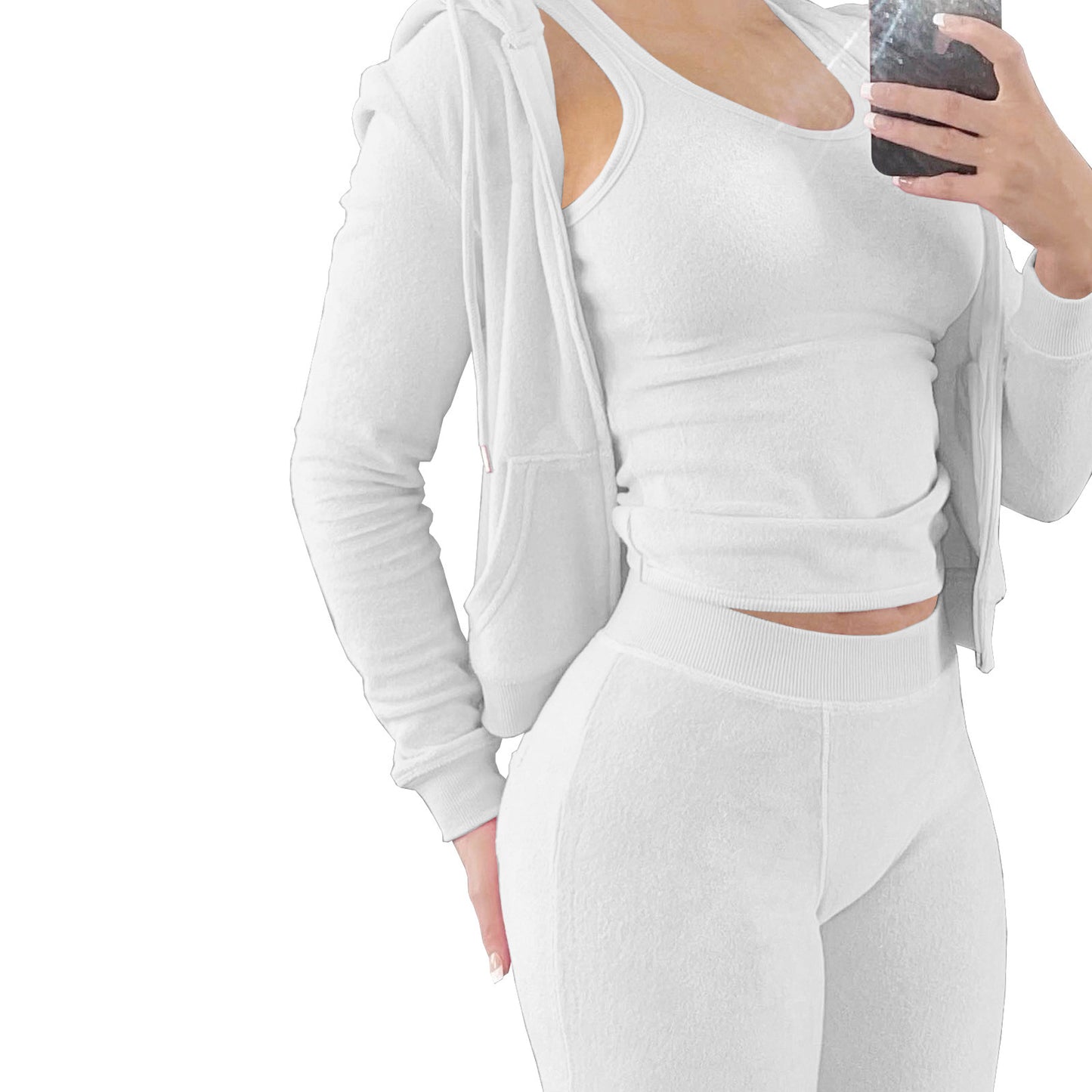 Women's Clothing Double-sided Velvet Hooded Vest Three-piece Set - NJN NATURES
