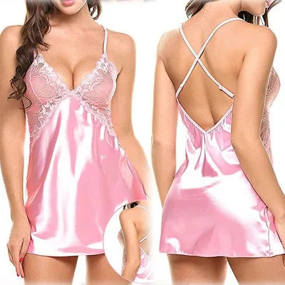 Sexy Nightdress Lingerie Set Lace Satin Pajamas Sexy Lingerie Pajama Set Erotic Hot Babydoll Nightdress Exotic Costumes - NJN NATURES
