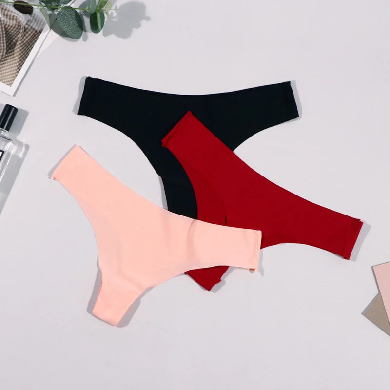 Hot Silk Sexy Women Thongs G String Seamless Panties Low-Rise Ladies T-back Breathable Lingerie Solid Color Female Underwear - NJN NATURES