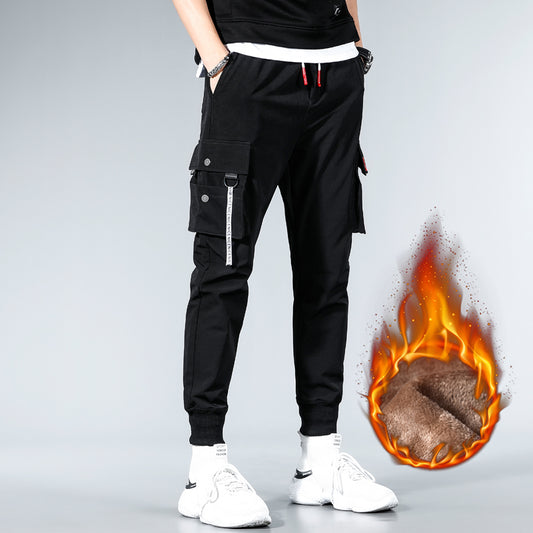 Fleece Lined Padded Warm Keeping Ankle-Tied Korean Style Trendy Cargo Pants - NJN NATURES