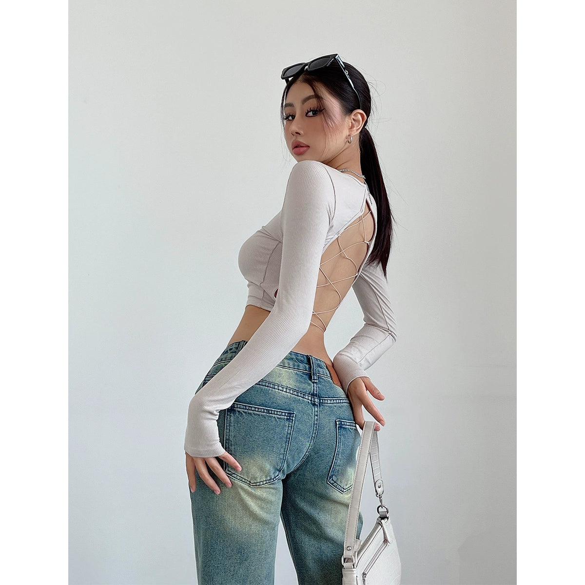 European and American Backless New Arrival Base Upper Clothes Long Sleeves T-shirt - NJN NATURES