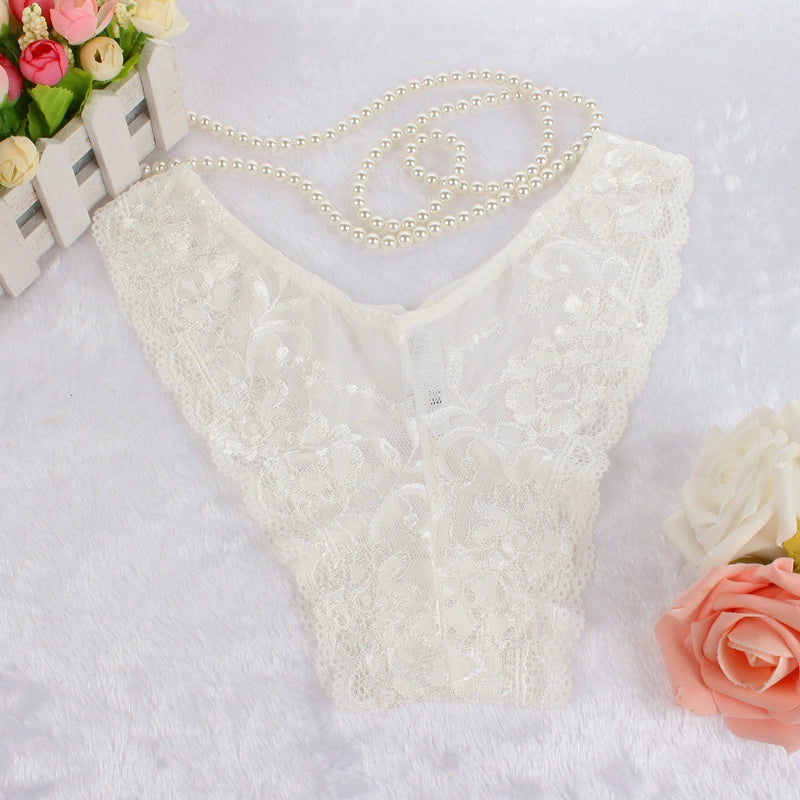 Sexy Transparent Lace Underwear Large Size Low Waist Briefs Women's European Size plus Size T-Back T-Shaped Panties 40.00 Kg-100.00 kg - NJN NATURES
