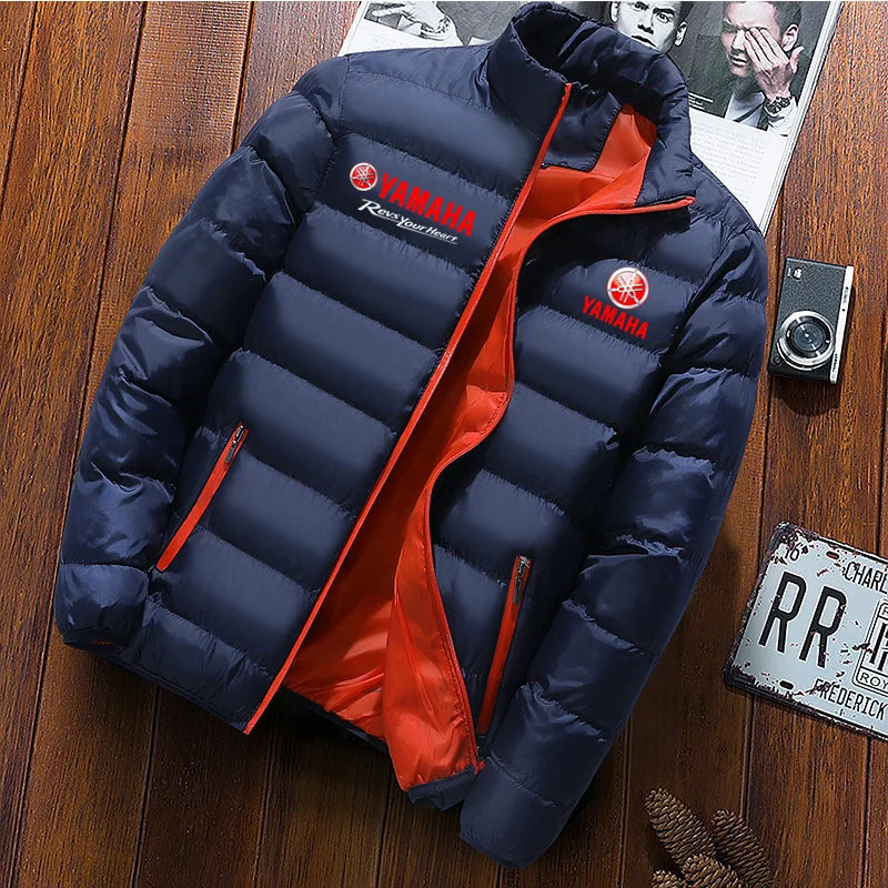 Yamaha Winter Thick Cotton Jacket Men's Stand up Collar Zipper Cotton Jacket Cotton Coat Casual Coat for Warmth