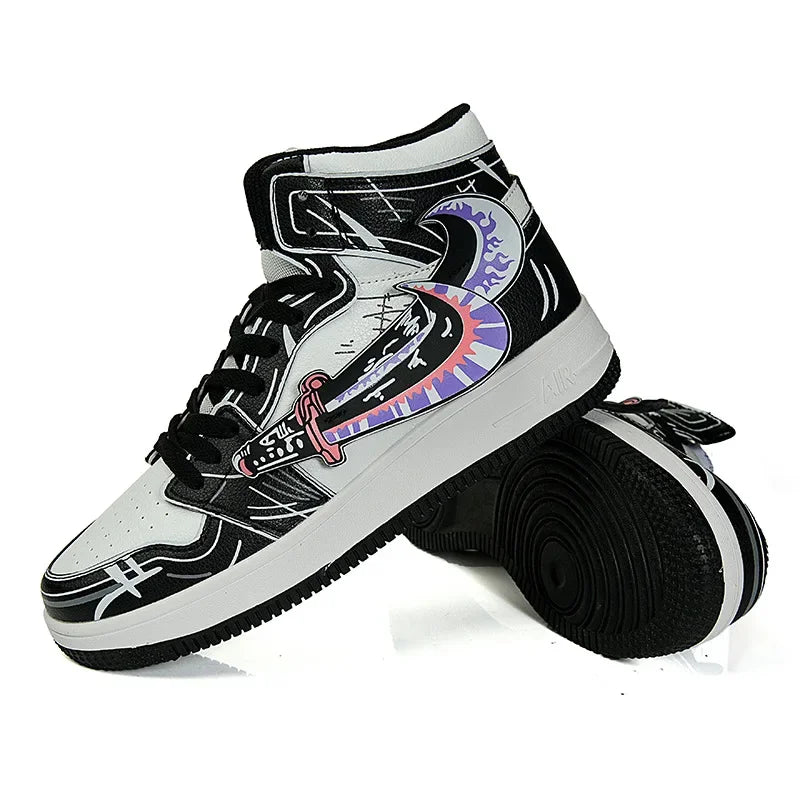 Fashion Purple High Top Casual Sneaker Men Hip-Hop Designer Anime Shoes Sneakers for Men Streetwear Platform Skateboarding Shoes - NJN NATURES