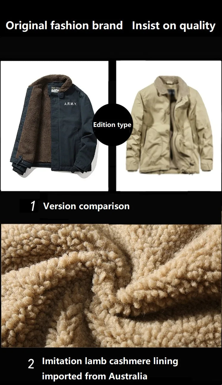 WorkHigh Quality Casual Cotton Loose Jacket Men's Lamb Wool Hunting Coat Men's New Winter Warm Work Jacket With Thick Fur Collar - NJN NATURES