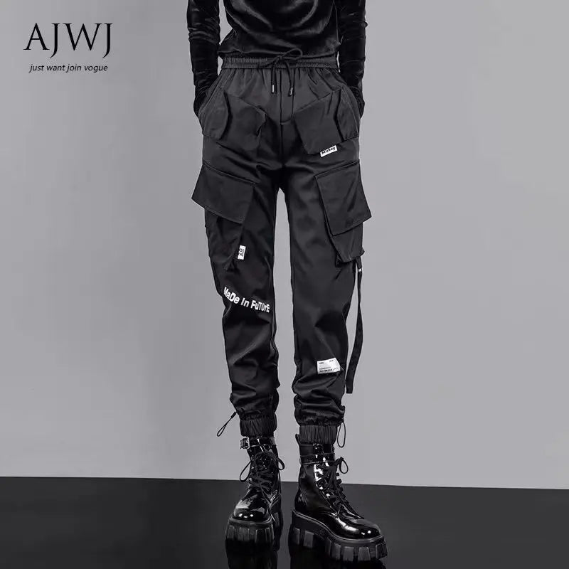 Pantalones Cargo de moda para hombre, ropa de calle con múltiples bolsillos, de chándal sólido, de algodón, informal, Hip Hop - NJN NATURES