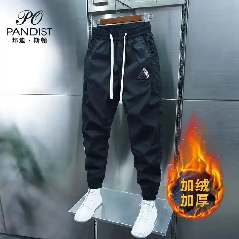 Autumn Winter Men's Casual Pants Elastic Waist Tracksuit Trendy Fleece Velvet Jogging Workout Tracksuit Men Bottom Trousers Male - NJN NATURES