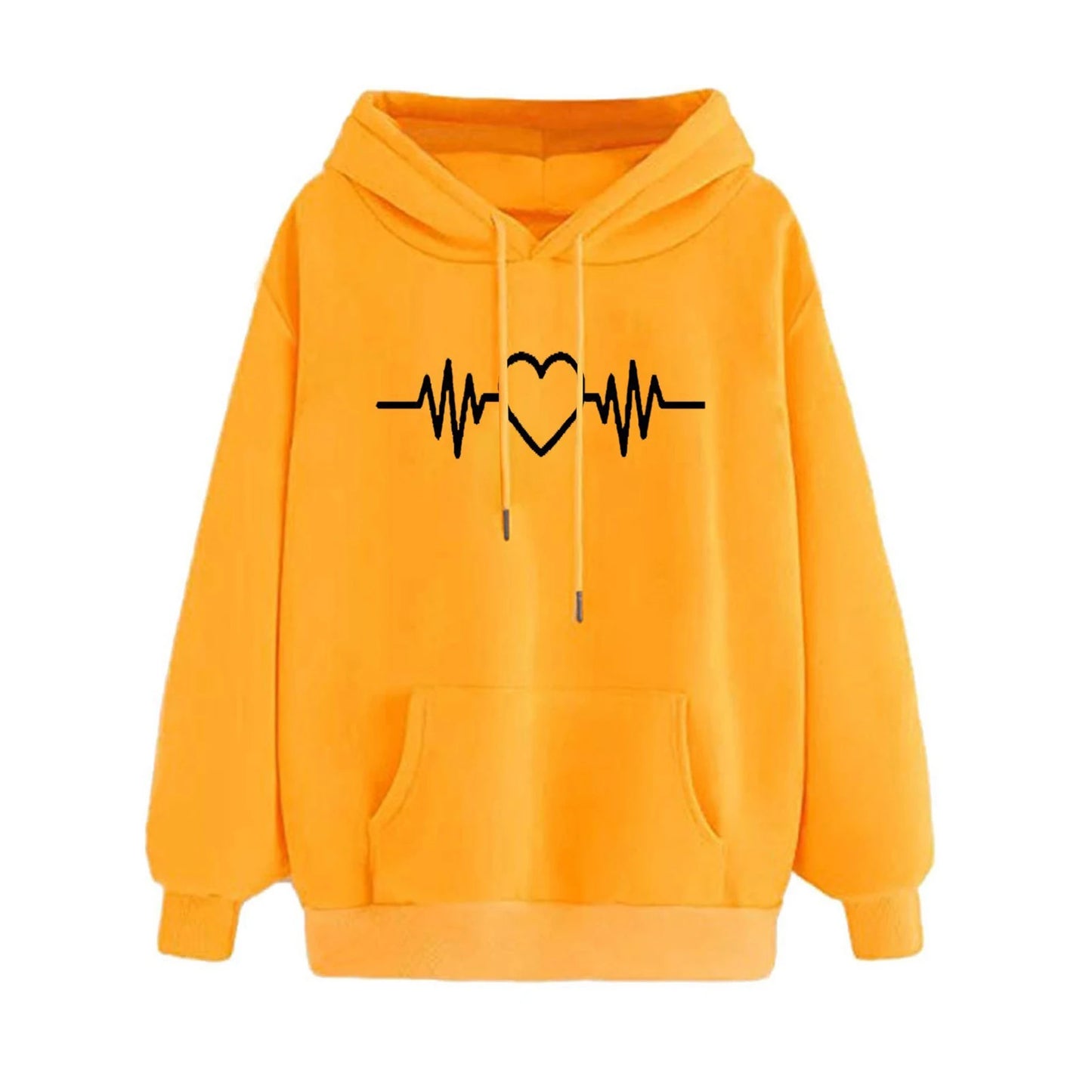 Dropshipping!! New Arrival Women Hoodie Drawstring Warm Pullover Heart Print Spring Hoodie - NJN NATURES