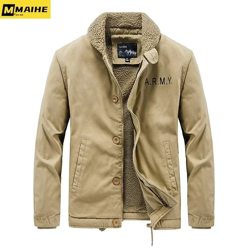 WorkHigh Quality Casual Cotton Loose Jacket Men's Lamb Wool Hunting Coat Men's New Winter Warm Work Jacket With Thick Fur Collar - NJN NATURES