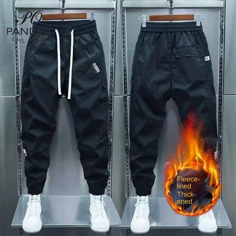Autumn Winter Men's Casual Pants Elastic Waist Tracksuit Trendy Fleece Velvet Jogging Workout Tracksuit Men Bottom Trousers Male - NJN NATURES