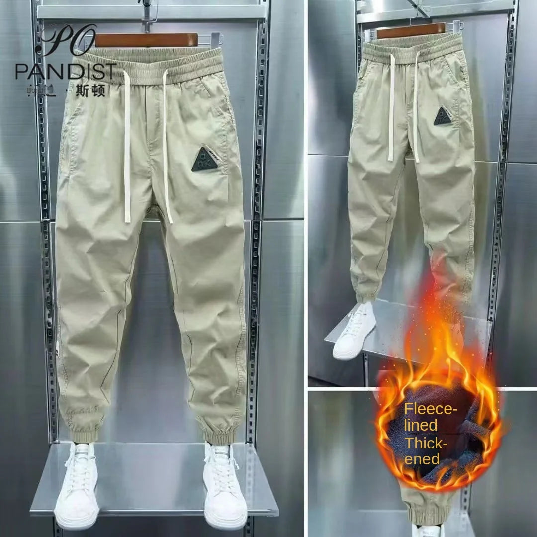 Autumn Winter Men's Casual Pants Elastic Waist Tracksuit Trendy Fleece Velvet Jogging Workout Tracksuit Men Bottom Trousers Male - NJN NATURES