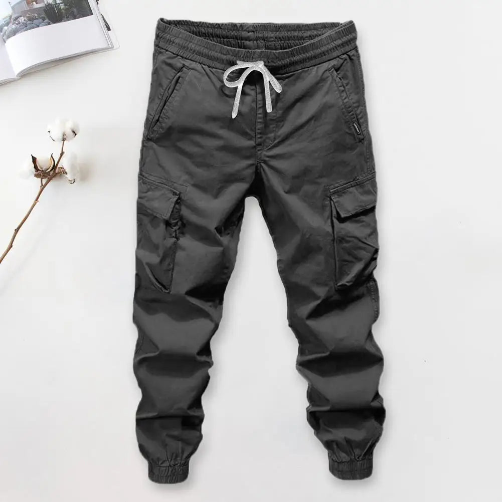Men Cargo Pants Men Work Casual Pants Men's Spring/autumn Cargo Pants with Elastic Waist Drawstring Featuring for Outdoor - NJN NATURES