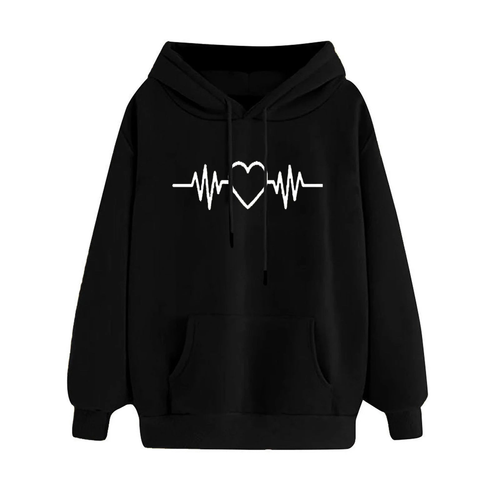 Dropshipping!! New Arrival Women Hoodie Drawstring Warm Pullover Heart Print Spring Hoodie - NJN NATURES