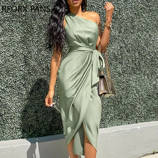 One Shoulder Ruched Design Party Dress  Bodycon Dress - NJN NATURES