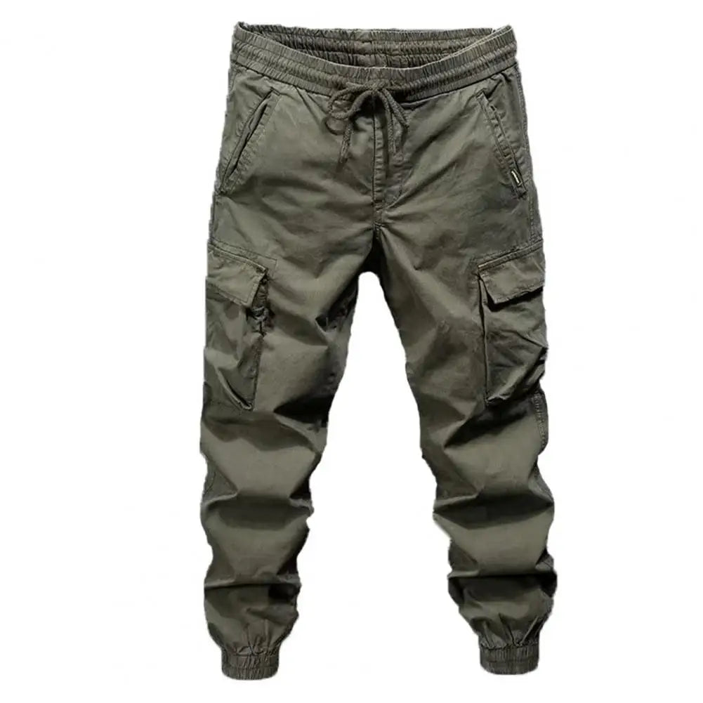 Drawstring Multi Pocket Cargo Pants Men Streetwear Hip Hop Pants Elastic Waist Harem Ankle length Trousers Harajuku Casual Pants - NJN NATURES