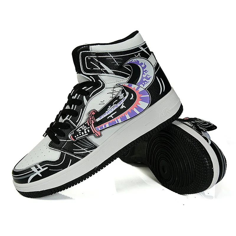 Autumn Fashion Green High-Top Men's Sneakers Anime Shoes Platform Designer Casual Sneaker Men Hip-Hop Skateboard Shoes Trainers - NJN NATURES