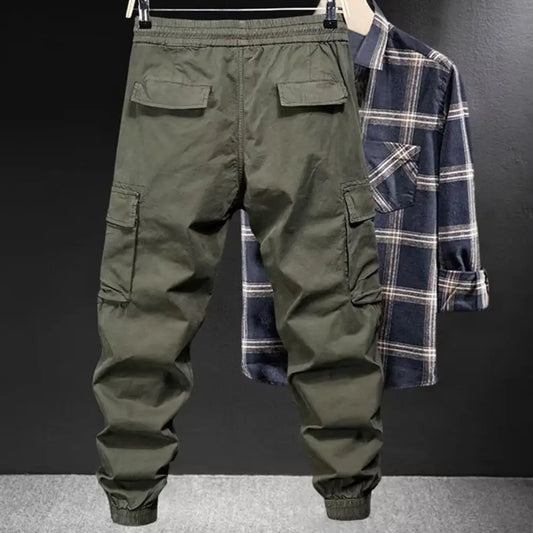 Drawstring Multi Pocket Cargo Pants Men Streetwear Hip Hop Pants Elastic Waist Harem Ankle length Trousers Harajuku Casual Pants - NJN NATURES