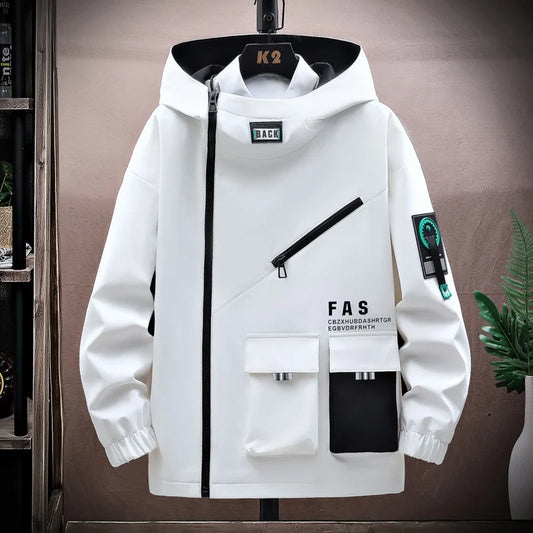 Zipper Jacket Men's Pilot Hooded Jacket Spring and Autumn Baseball Uniform Tide Card Loose Pullover Front Pocket Coat - NJN NATURES