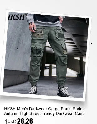 HKSH Male Fashion Tide Darkwear Overalls High Street Versatile Casual Cargo Pants Tactical Loose Leggings Chic Pocket New HK0207 - NJN NATURES