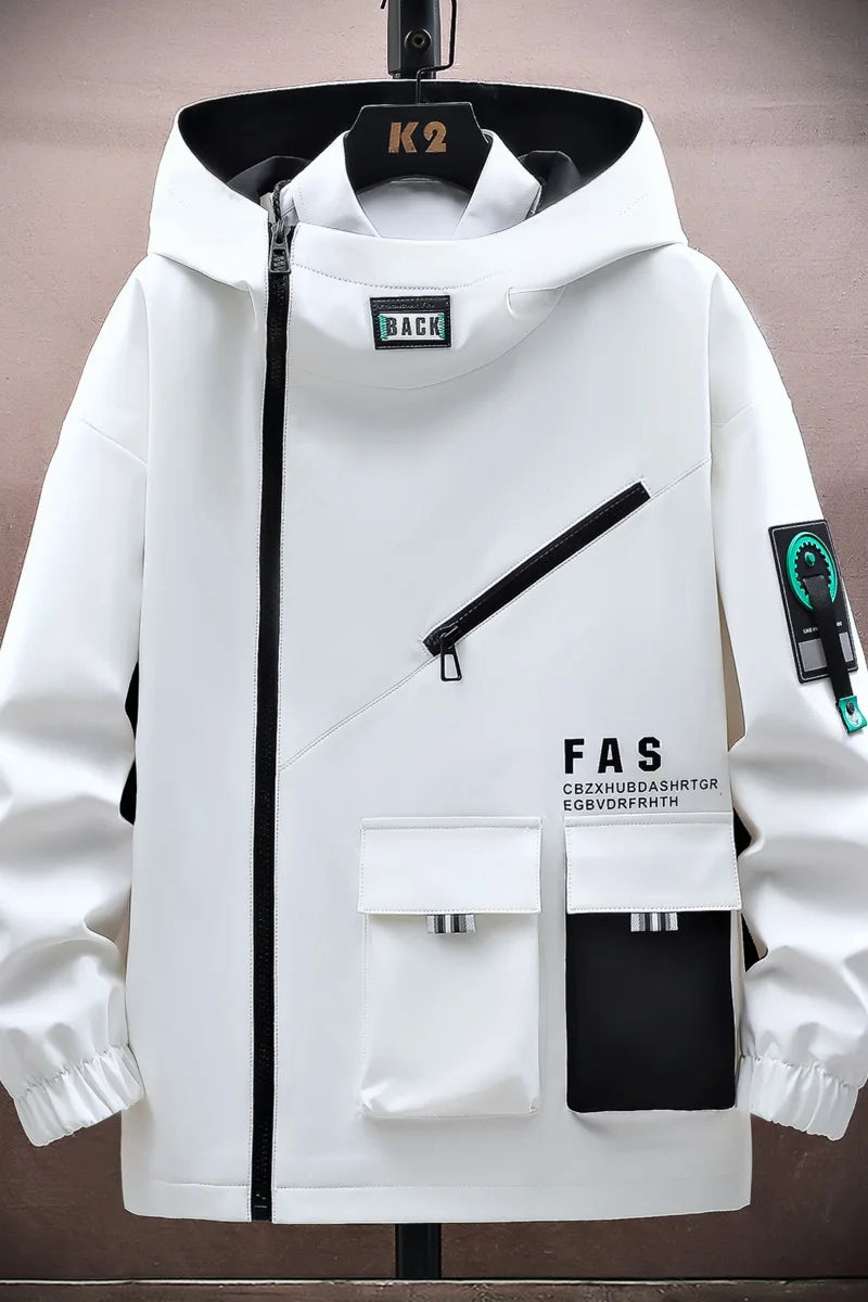 Zipper Jacket Men's Pilot Hooded Jacket Spring and Autumn Baseball Uniform Tide Card Loose Pullover Front Pocket Coat - NJN NATURES
