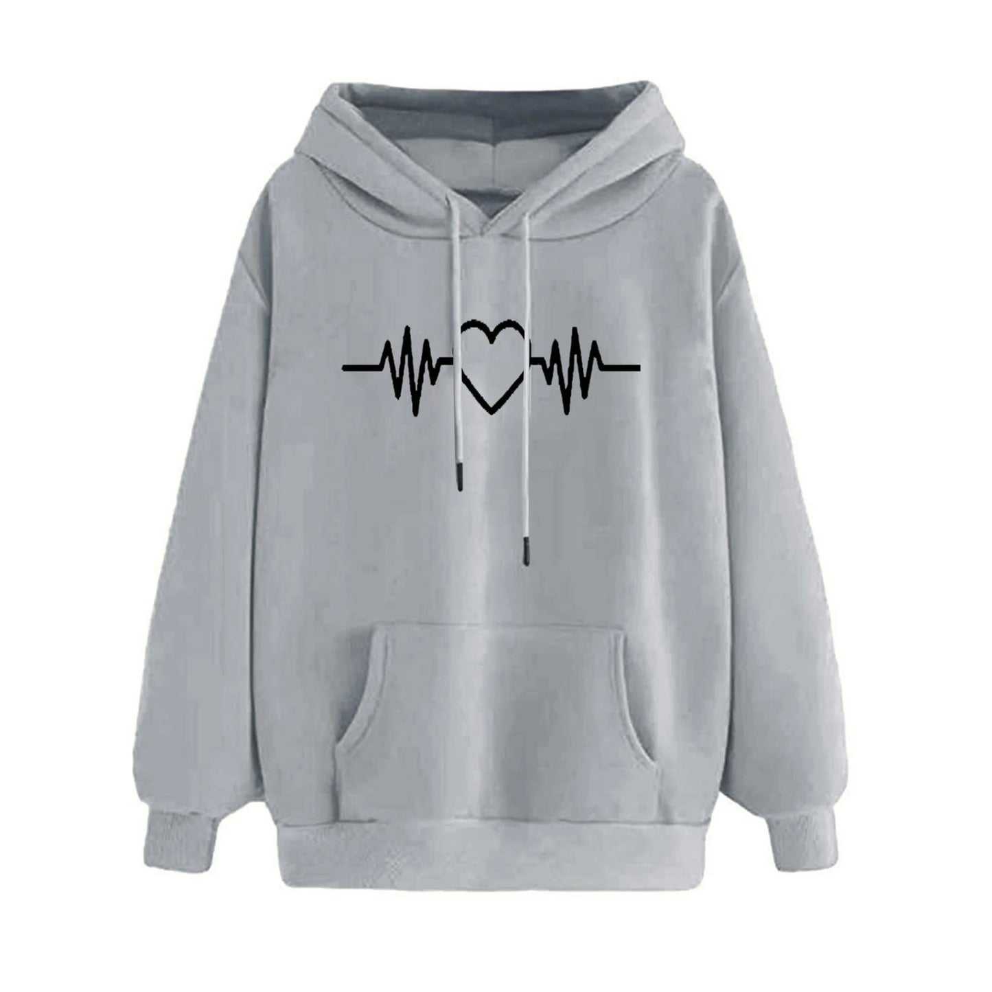 Dropshipping!! New Arrival Women Hoodie Drawstring Warm Pullover Heart Print Spring Hoodie - NJN NATURES