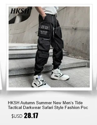 HKSH Male Fashion Tide Darkwear Overalls High Street Versatile Casual Cargo Pants Tactical Loose Leggings Chic Pocket New HK0207 - NJN NATURES