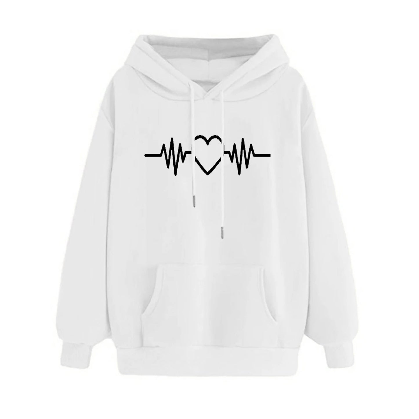 Dropshipping!! New Arrival Women Hoodie Drawstring Warm Pullover Heart Print Spring Hoodie - NJN NATURES