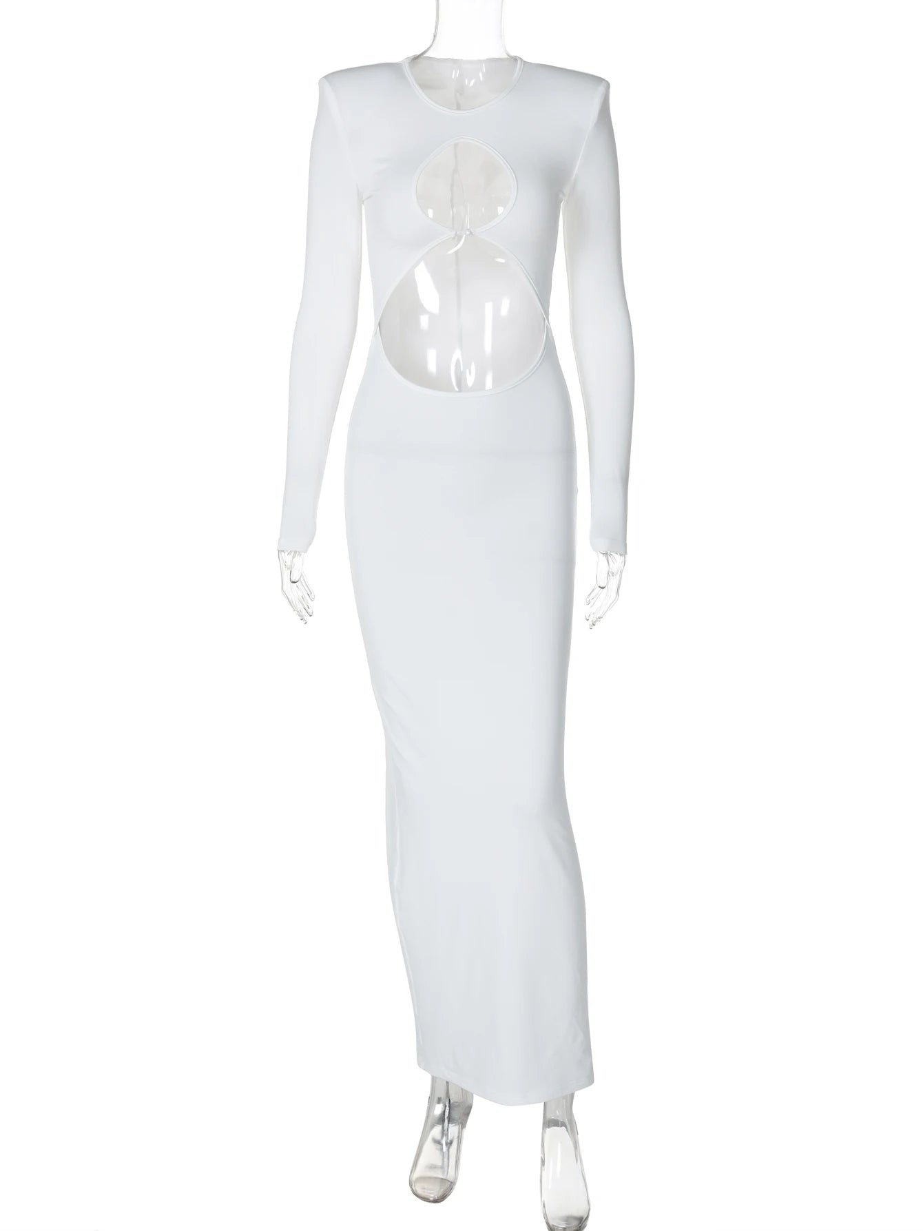 Hawthaw Women 2024 Spring Autumn Sexy Long Sleeve Party Club Hollow Out Bodycon White Long Dress Wholesale Items For Business - NJN NATURES