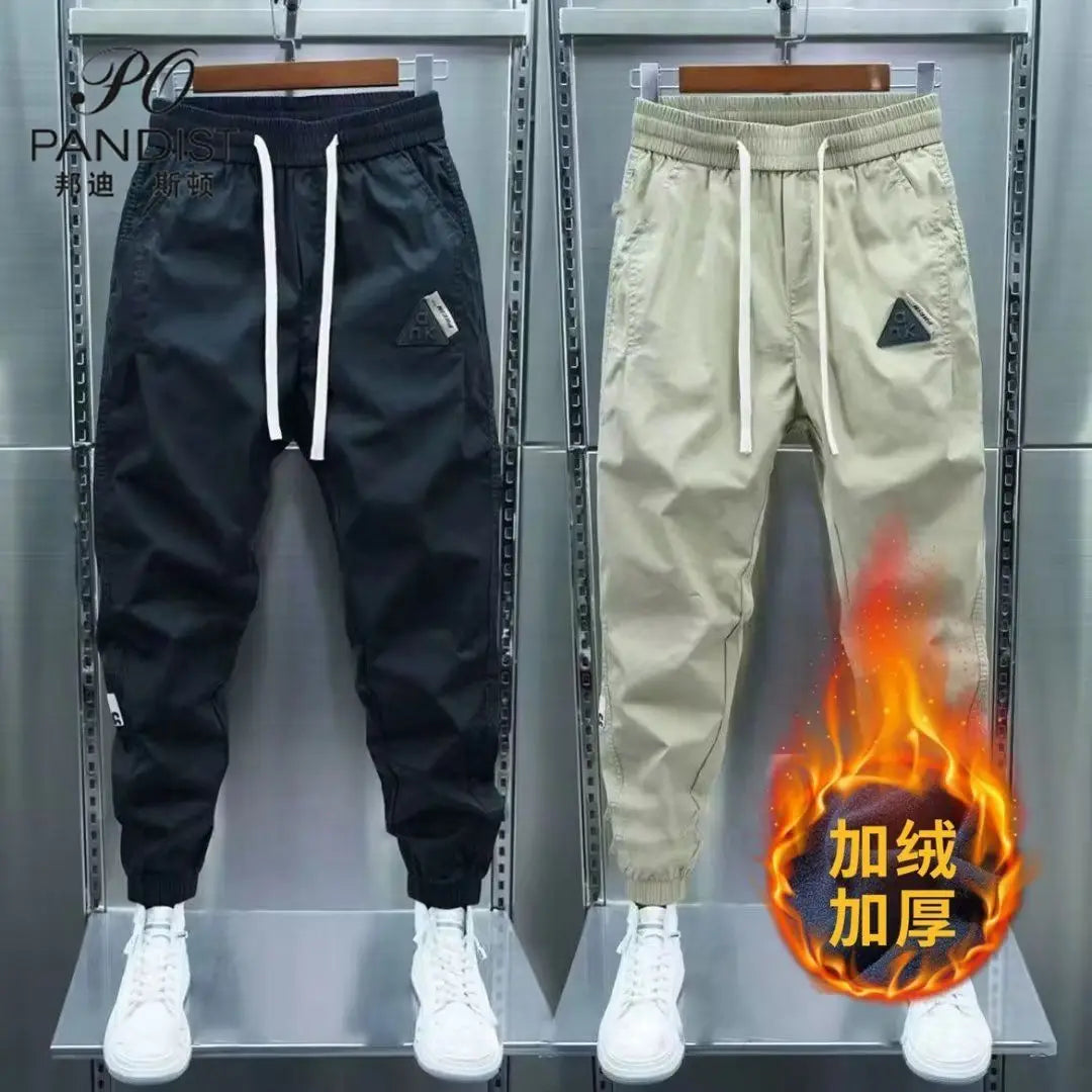 Autumn Winter Men's Casual Pants Elastic Waist Tracksuit Trendy Fleece Velvet Jogging Workout Tracksuit Men Bottom Trousers Male - NJN NATURES