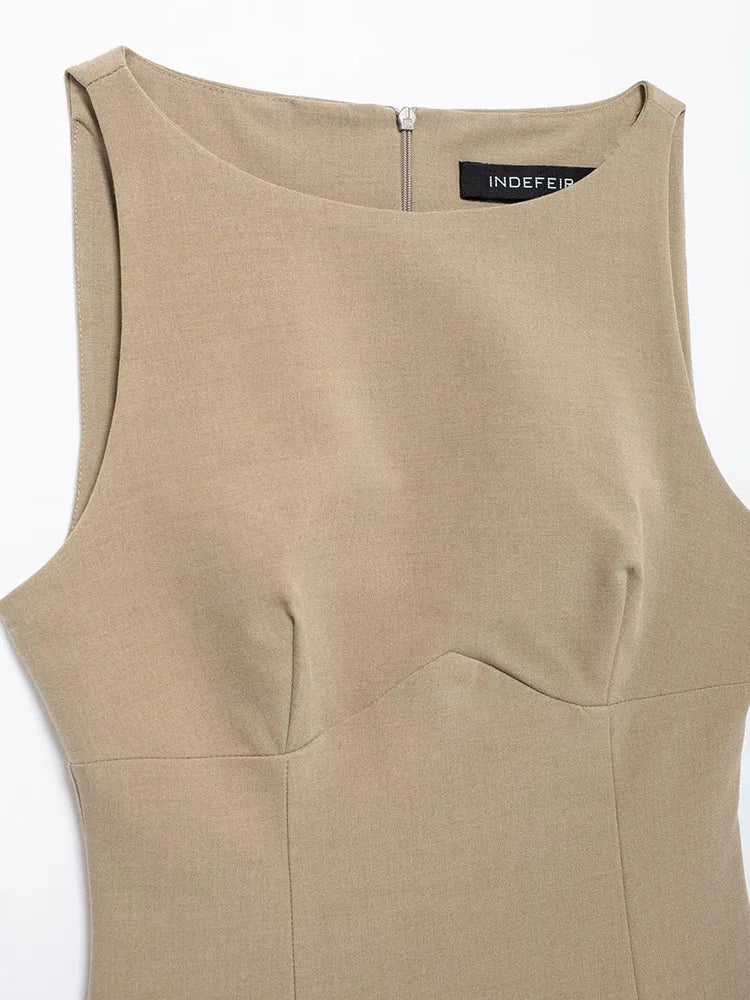 TRAF New Women Bow Pleated Dress 2024 Fashion Chic Sleeveless Casual Mini Dress Female Elegant Back Zipper Short Party Dress - NJN NATURES