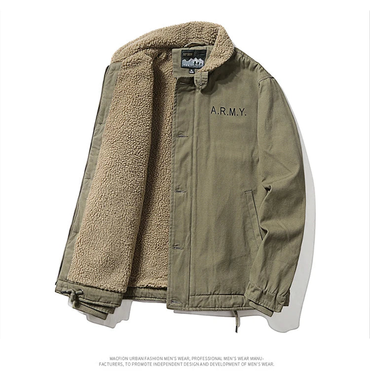 WorkHigh Quality Casual Cotton Loose Jacket Men's Lamb Wool Hunting Coat Men's New Winter Warm Work Jacket With Thick Fur Collar - NJN NATURES