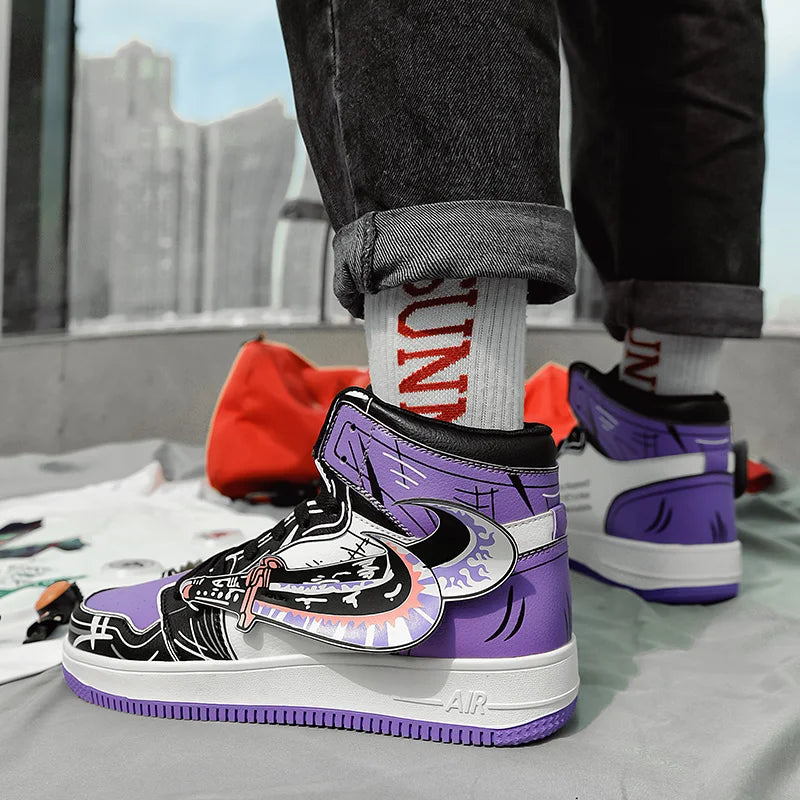 Fashion Purple High Top Casual Sneaker Men Hip-Hop Designer Anime Shoes Sneakers for Men Streetwear Platform Skateboarding Shoes - NJN NATURES