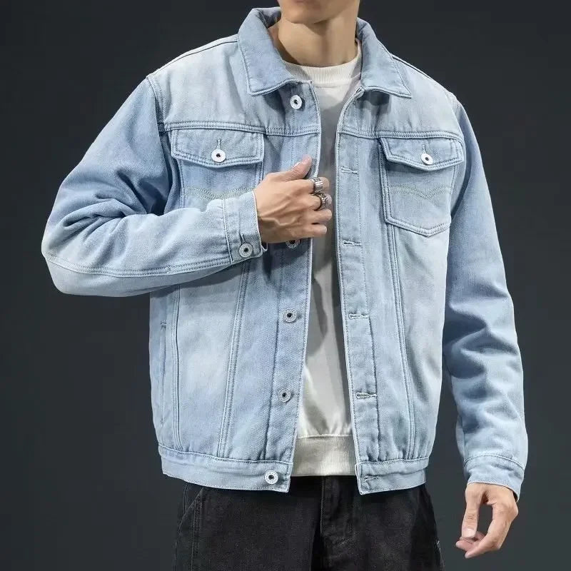 Thickened Fleece-lined Denim Jacket Men's Loose Fit Warm Work Clothes Trendy Korean Style Versatile Casual Wear - NJN NATURES