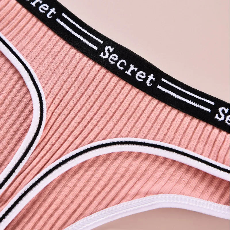 Cotton Elastic Thong Comfortable Sexy Women Underwear Low Waist Summer Cool Tangas Fashionable Letter Personalized Girl Lingerie - NJN NATURES