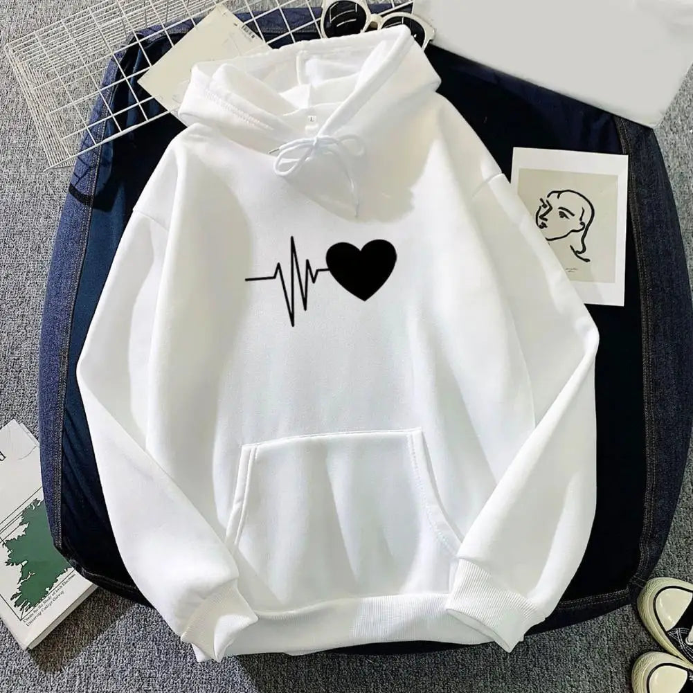Dropshipping!! New Arrival Women Hoodie Drawstring Warm Pullover Heart Print Spring Hoodie - NJN NATURES