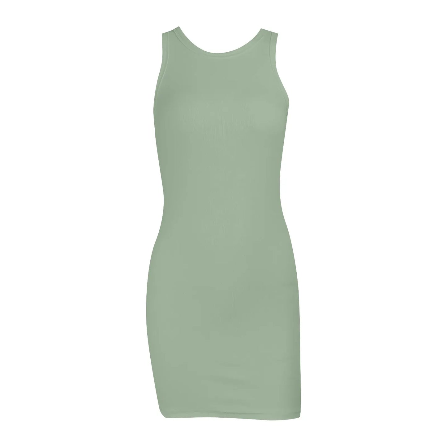 Sleeveless Summer Dresses Qutfits Slim Dress Sexy Solid Color O Neck Tank Dress Cotton Sport Wrap Buttocks Dresses Vestidos - NJN NATURES