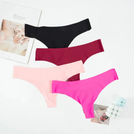Hot Silk Sexy Women Thongs G String Seamless Panties Low-Rise Ladies T-back Breathable Lingerie Solid Color Female Underwear - NJN NATURES