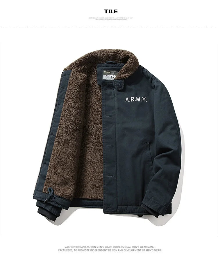 WorkHigh Quality Casual Cotton Loose Jacket Men's Lamb Wool Hunting Coat Men's New Winter Warm Work Jacket With Thick Fur Collar - NJN NATURES