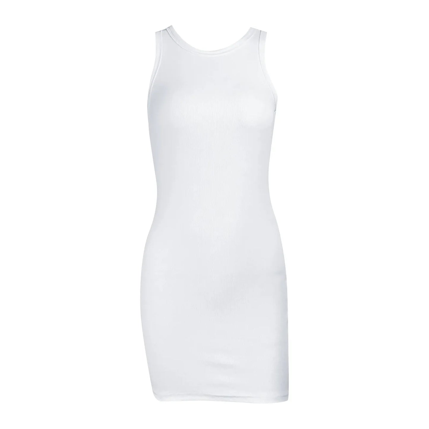 Sleeveless Summer Dresses Qutfits Slim Dress Sexy Solid Color O Neck Tank Dress Cotton Sport Wrap Buttocks Dresses Vestidos - NJN NATURES