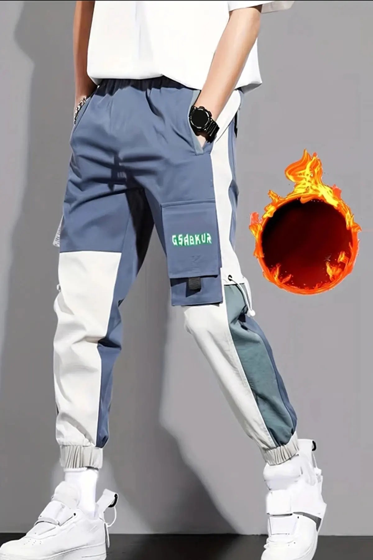 2024 new spring and autumn trend handsome matching fashion outdoor overalls boys youth multi-color loose leg pants - NJN NATURES