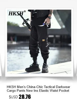 HKSH Male Fashion Tide Darkwear Overalls High Street Versatile Casual Cargo Pants Tactical Loose Leggings Chic Pocket New HK0207 - NJN NATURES