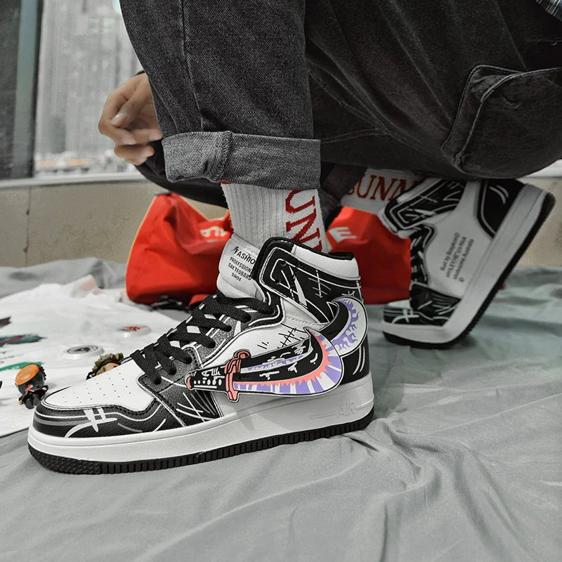 Fashion Purple High Top Casual Sneaker Men Hip-Hop Designer Anime Shoes Sneakers for Men Streetwear Platform Skateboarding Shoes - NJN NATURES