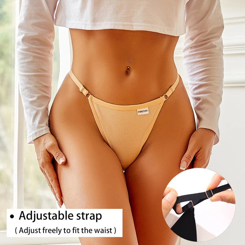 FINETOO Cotton G String Adjustable Women's Panties Sexy Panties Low Waist Seamless Thongs Woman Lingerie Tangas Mujer S-XL - NJN NATURES